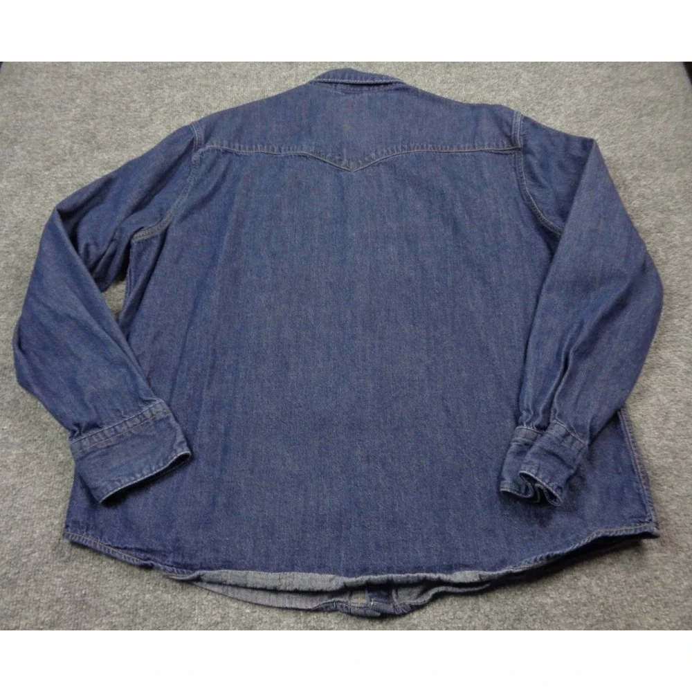 Levi's Denim Shirt Mens Blue Size 2XL XXL Standard Pearl Snap Button Long Sleeve